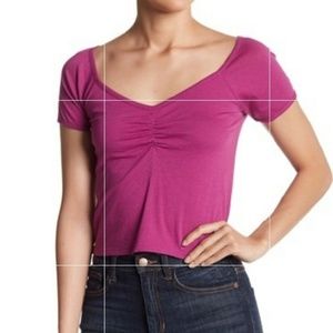 Abound Ruched Semi Cropped Deep Purple Tee XL NWT